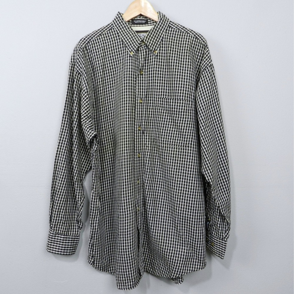Resistol Shirt Mens Size L Rodeo Gear Vintage Black Plaid Check Long Sleeve